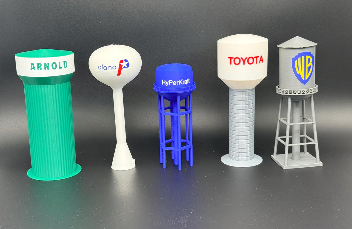 Customizable 3D Printed Water Tower, Model Railroad Scenery, Toy, Personalized Landmark